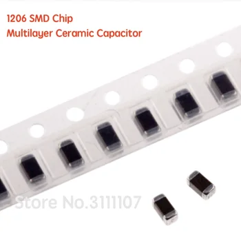 100 шт. 1206 SMD чип многослойный керамический конденсатор 0,5 пФ-100 мкФ 100 пФ 1 нФ 15 нФ 100 нФ 0,1 мкФ 1 мкФ 2,2 мкФ 4,7 мкФ 10 мкФ 47 мкФ 104 105 106