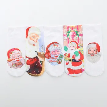 2021 Новые 3D-печатные женские рождественские носки Зима Kawaii Red White Пожилые мультяшные хлопковые носки Girl Рождественские подарки Pop Socket