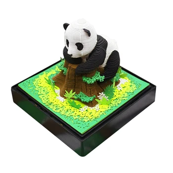 3D календарь панды резьба по бумаге искусство с светом календарь часов 2024 для подарков своими руками украшение рабочего стола