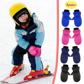 4 пары Детские зимние перчатки Теплые перчатки для мальчиков Детские лыжные перчатки для мальчиков Большие детские перчатки Зимние теплые перчатки для малышей