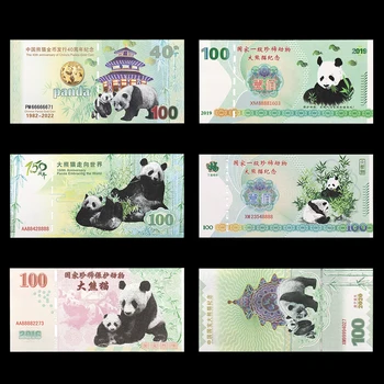 6 шт. Национальное сокровище Китая Гигант Банкноты Панда Набор с флуоресцентным эффектом и УФ-защитой от подделок Collect Gift
