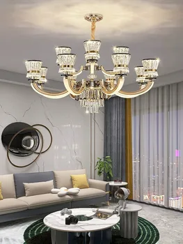 AiPaiTe Современная светодиодная люстра из цинкового сплава для гостиной, гостиницы, ресторана, домашнего декора, хрустального блеска, потолочной люстры.