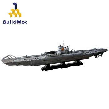 BuildMoc War II U-Boat Тип VIIC Подводная лодка Строительный блок Набор Мировой военный корабль Лодка Кирпич Игрушка Дети День Рождения Рождественский Подарок