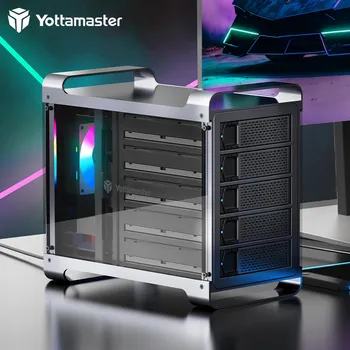 [DF4] Yottamaster 4 Bay RAID Внешний жесткий диск Корпус 2,5-дюймового 3,5-дюймового твердотельного накопителя SATA с поддержкой 80-мм RGB Бесшумный вентилятор 64 ТБ и RAID