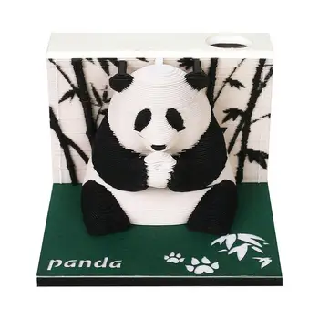 Kawaii Panda 3D Блокнот с художественным календарем на 2024 год, 3D-блоками для заметок и резной моделью Memo Pad Подарок Украшение рабочего стола для дома