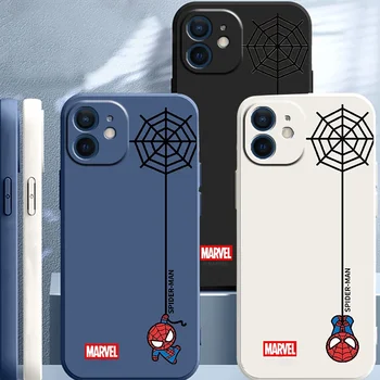 Marvel Spiderman Для iPhone 13 12 11 Pro Max 12 13 Mini X XR XS Max 6 6s 7 8 Plus чехол для телефона жидкий силиконовый фунда кок Carcasa