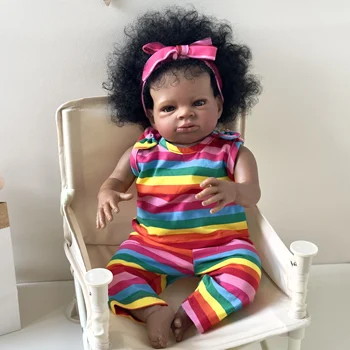 NPK 20-дюймовый мягкий корпус темно-коричневая кожа Reborn Baby Lanny Doll Art Made 3D Skin Реалистичная детская коллекционная кукла