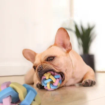 Pet Собака Мяч Игрушки с колокольчиками Щенок Интерактивные игрушки-головоломки Жевательная чистка Скрежетание зубами Мяч для маленькой, средней и большой собаки