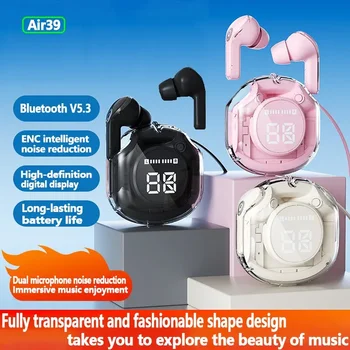 Pro ENC Беспроводные Bluetooth-наушники с шумоподавлением, стереонаушники HiFi, цифровой дисплей, зарядный чехол, водонепроницаемый игровой