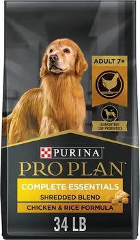 Purina Pro Plan Корм для пожилых собак с пробиотиками для собак, измельченной смесью курицы и риса - мешок 34 фунта