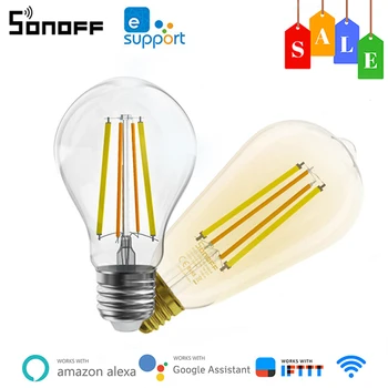 SONOFF B02-F A60 / ST64 Smart WiFi Светодиодная лампа накаливания E27 220-240 В Двухцветные лампы накаливания с регулируемой яркостью через пульт дистанционного управления Ewelink APP