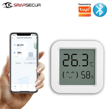 Tuya Датчик температуры и влажности Мини ЖК-дисплей Цифровой дисплей, совместимый с Bluetooth APP Термометр с дистанционным управлением Гигрометр