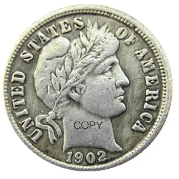 US Barber Dime 1902 P/S/O Посеребренная копия монет