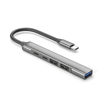 USB-концентратор 5 в 1 Type C с USB 2.0 USB C и зарядкой PD мощностью 60 Вт для ноутбука