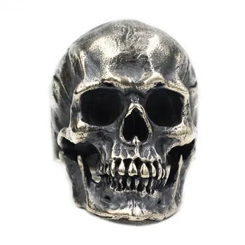Антикварное кольцо с черепом из серебра серебристого цвета для мужчин массивное кольцо из нержавеющей стали панк-рок скелет ювелирные изделия для мужчин оптом