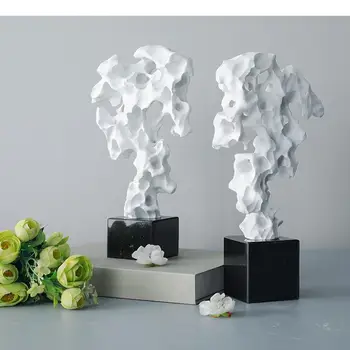 белый коралловый мрамор основа минималистичная коралловая статуя украшение стола креативные смолы скульптура орнаменты ремесла современный домашний декор