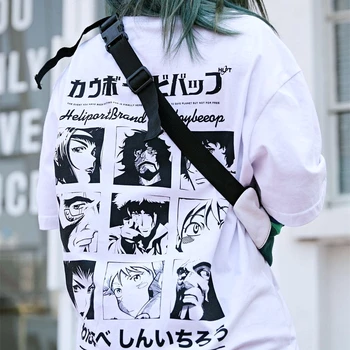 Высококачественные белые хлопковые мужские футболки оверсайз японское аниме винтаж y2k топ свободная повседневная хип-хоп футболка Teenage Harajuku