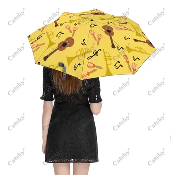 Гитары Шаблон Складной зонт Автоматический зонт для открытия и закрытия Зонт для путешествий Компактные легкие ветрозащитные зонты