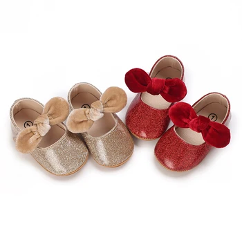  Детская обувь для малышей Девочка Премиум PU Flats Infant Bow First Walker Кроватка Обувь для вечеринки Фестиваль Baby Shower