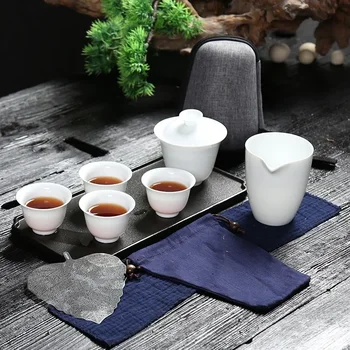 Керамическая чайная чашка гайвань для китайского чайного набора кунг-фу для путешествий, посуда для напитков с дорожной сумкой Бесплатная доставка B33