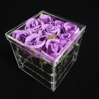  Коробка для хранения цветов розы с крышкой Акриловый прозрачный косметический чехол Коробка для хранения макияжа Ящик для хранения Шкаф Органайзер