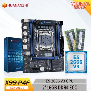Материнская плата HUANANZHI X99 P4F LGA 2011-3 XEON X99 с Intel E5 2666 V3 с 2 * 16 Гбит/с DDR4 RECC Комбинированный комплект памяти NVME