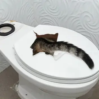 Милый хвост котенка Животное Настенные наклейки ПВХ 3D Кошка Наклейки Ванная комната Крышка унитаза Наклейки для туалета Гостиная Бачок Стена Спальня
