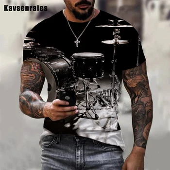 Музыкальный инструмент Барабан 3D футболка Мужчины Женщины Смешная Мода Повседневная С коротким рукавом Унисекс Хип-хоп Harajuku Негабаритные футболки