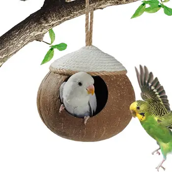 Натуральный кокосовый птичий домик Висячее птичье гнездо с подставкой Открытый скворечник для ласточки, воробья, птицы, гнездо, дом, колибри