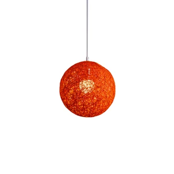 Оранжевый бамбук, ротанг и джутовый шар Люстра Индивидуальное творчество Сферическое ротанговое гнездо Абажур