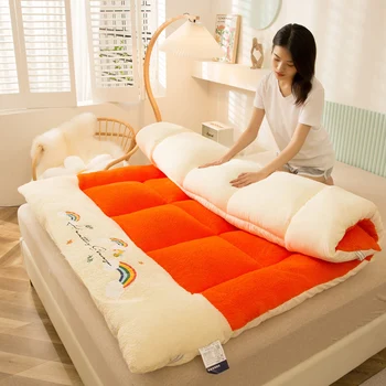 оранжевый плюшевый матрас складной удобный большой матрас модный фланелевый мягкий пенопластовый матрас спальня мебель матрас для татами
