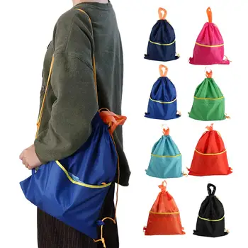 Открытый водонепроницаемый нейлоновый рюкзак Сумка на шнурке Мужская модная сумка для хранения Путешествия Спорт Кулиска Карман Легкий рюкзак