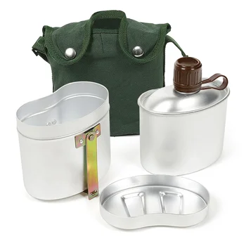 Портативный алюминиевый набор для фляги с чашкой и крышкой Открытый кемпинг Чашка Уличная посуда Набор для беспорядка для походов Походы Походы Пикник