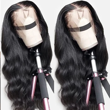 Прозрачный парик из натуральных волос 13x4 с кружевом PrePlucked HD парики с волнами для тела человеческие волосы 100% кружево спереди парики из натуральных волос для женщин
