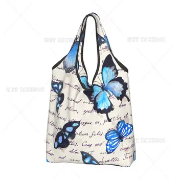 Ретро Бабочка Женщины Shooper Сумка для покупок Складная сумка Сумка для продуктов Многоразовая сумка для пикника на открытом воздухе