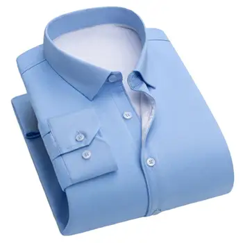 Рубашка с длинным рукавом на пуговицах Мужская облегающая формальная рубашка Стильная мужская зимняя деловая рубашка Лацкан с длинным рукавом Slim для формального