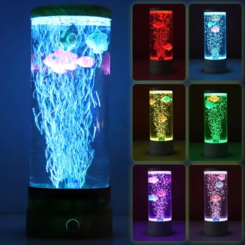  светодиодная лампа для рыбы Набор Многоцветный изменяющийся аквариум Имитация рыбного пузыря Ночной свет Деко для офиса Спальня Гостиная