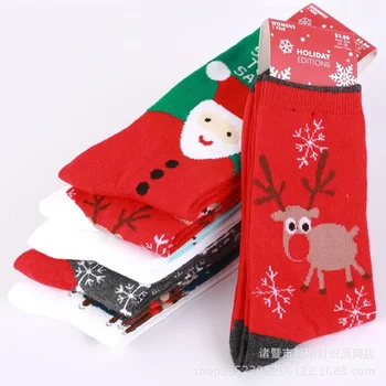 Стильные и удобные женские носки Santa Elk Snowflake, средняя трубка, мультипликационные рождественские носки
