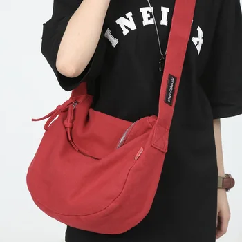 Холщовая сумка женская японская простая сумка через плечо большой емкости ленивая сумка для студентов колледжа сумка через плечо женская