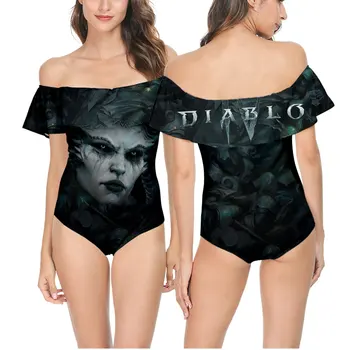 Цельный купальник с открытыми плечами Diablo 4 Женские купальники Слинг Пляжный костюм