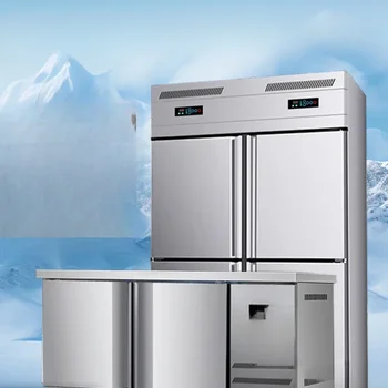 Четырехдверный холодильник с воздушным охлаждением, незамерзающий, охлаждаемый кухонный морозильник, верстак для выпечки и охлаждения