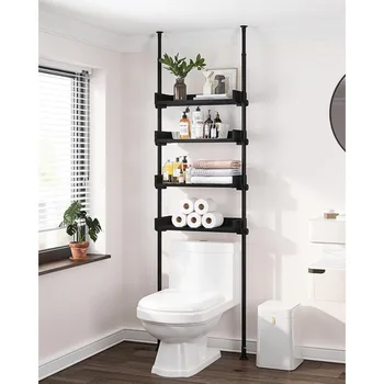Шкафчик для ванной комнаты 4-уровневый шкаф над унитазом, отдельно стоящие полки, регулируемый деревянный органайзер для ванной над унитазом